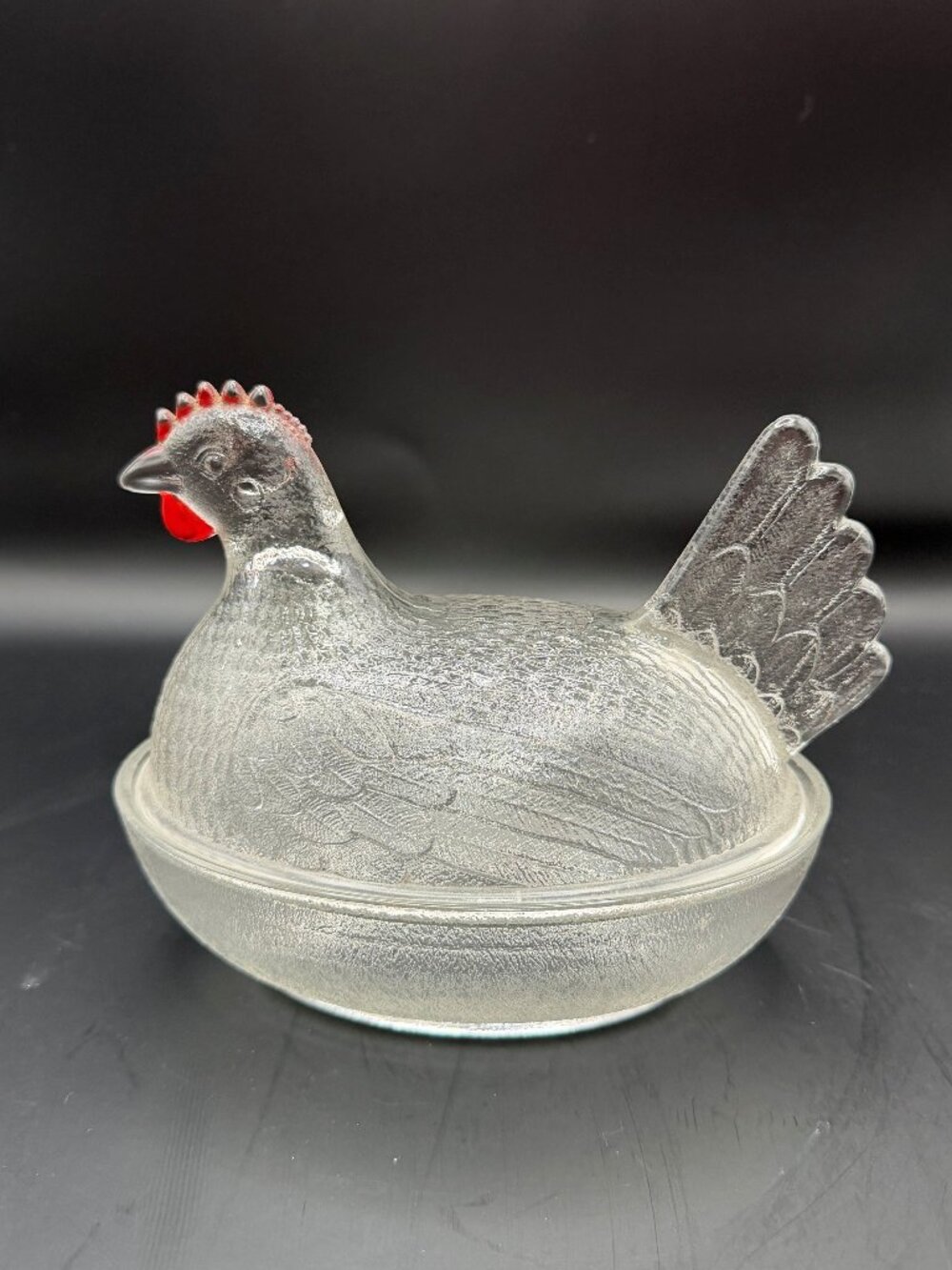 Vintage Clear Glass Hen on Nest Dish Indiana Glass 7" x 6"